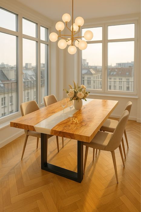 Stół nowocesny salon jadalnia żywica homedeco loft  premium monolit