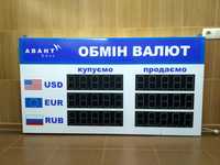 Светодиодное табло, электронный штендер «обмен валют» 1400*70*750