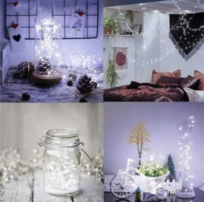 Lampki drucik druciki 20 led na baterie biały zimny 2x aa