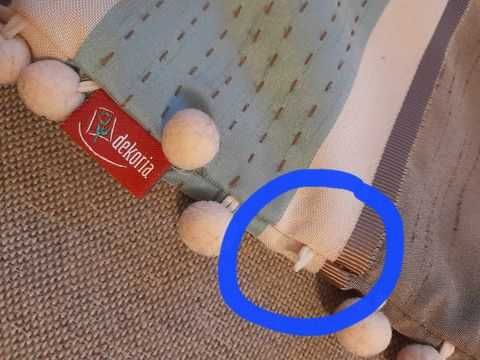 poduszka ozdobna, brązowo-seledynowa z kulkami