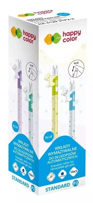 Wkład wymazywalny 3szt niebieskie HAPPY COLOR. GDD