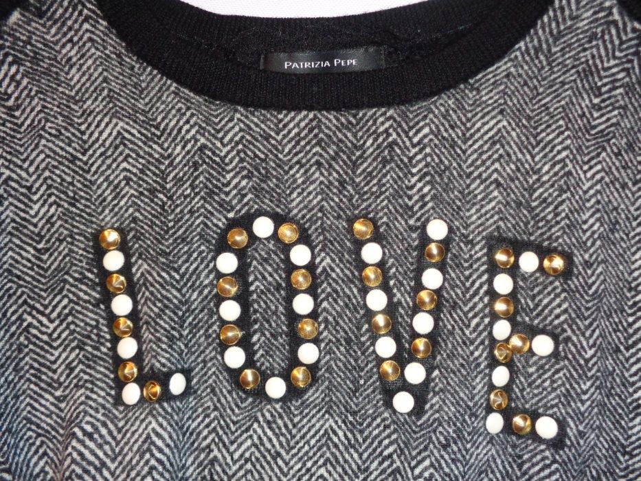 PATRIZIA PEPE 100% Wool bluzka cieńki sweter odkryte ramiona S/M