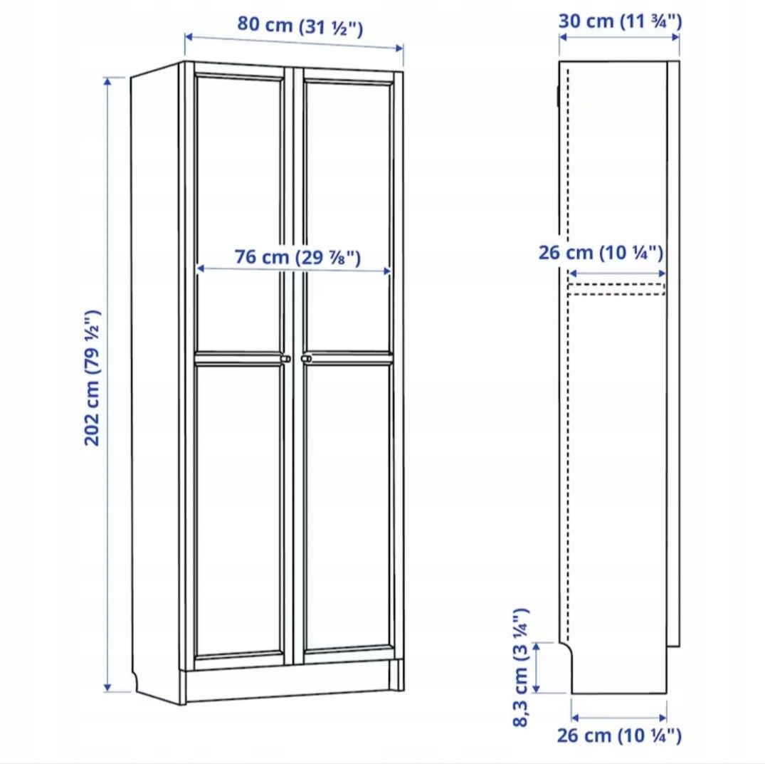 IKEA BILLY / OXBERG Regał z drzwiami, biały, 80x30x202 cm
