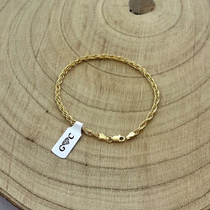 Złota Bransoletka Damska Splot Kordel Srebro Próba 925 Pozłacana 20 cm