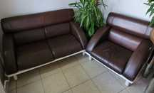 Komplet wypoczynkowy skórzany sofa fotel