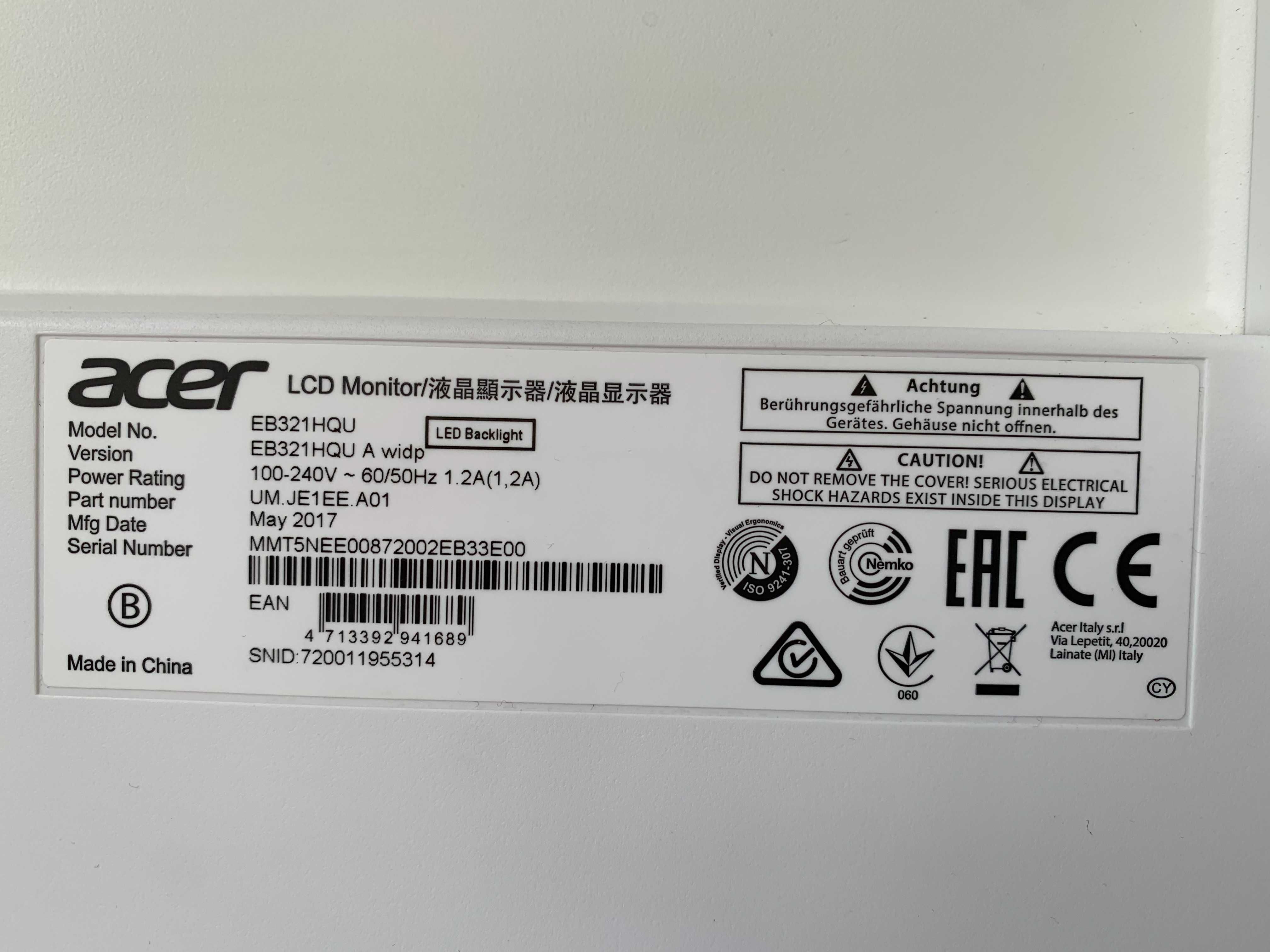 Monitor Acer EB321 - 32" LED IPS