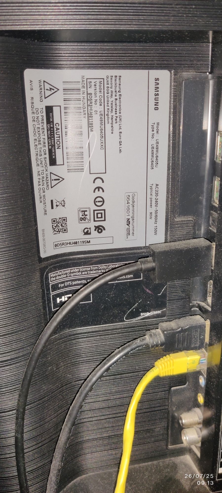 TV Samsung com mancha