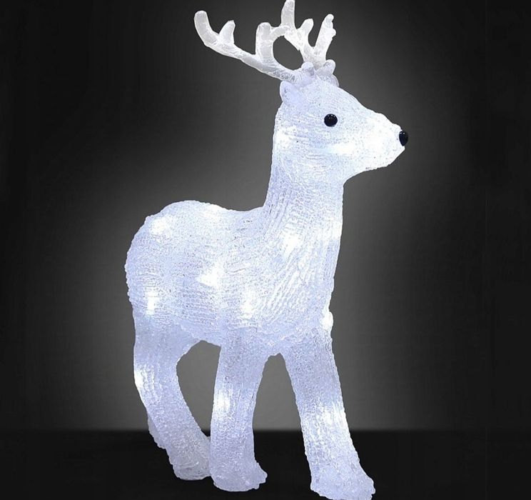 Nowy duży jelonek renifer akrylowy figurka dekoracja świąteczna led