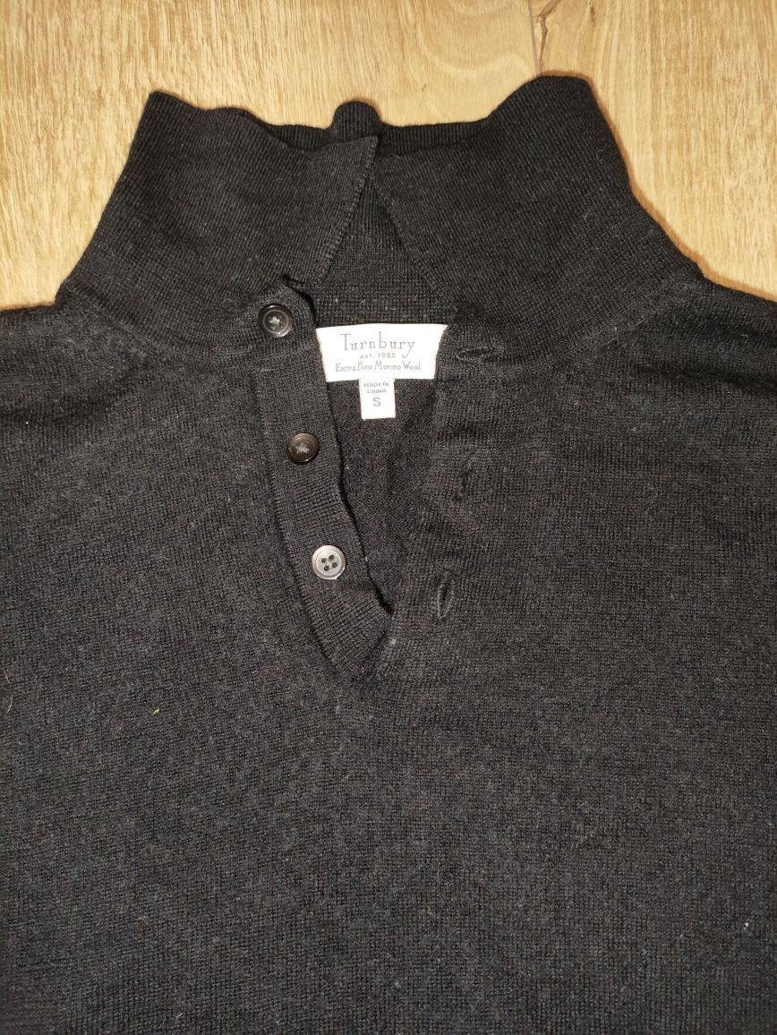 Sweter czarny merino wełna 100% Turnbury 1990 kardigan bluzka miękka