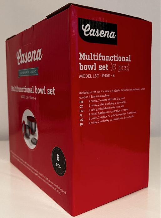 Zestaw 2 misek stalowych z pokrywkami i tarkami do Bowla nowy Casena