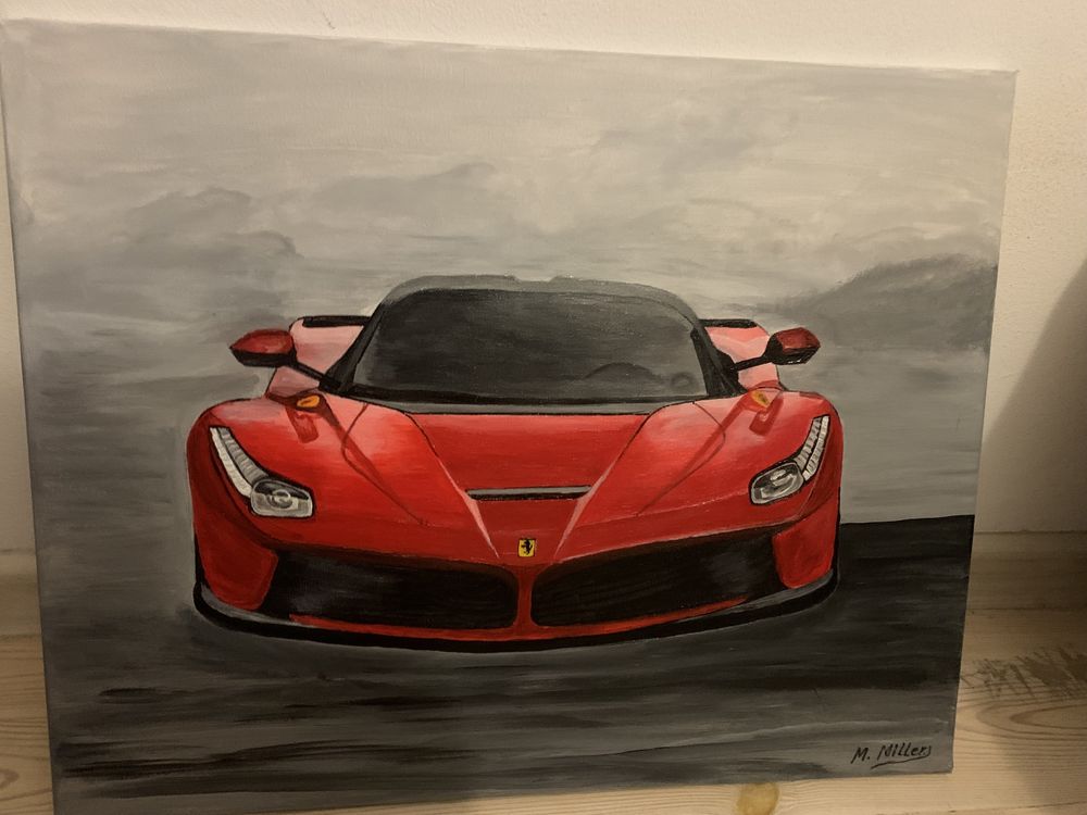 Obrazy 4 szt akwarela Ferrari