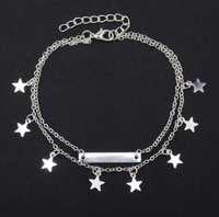 Pulseira pe dupla estrelas silver nova