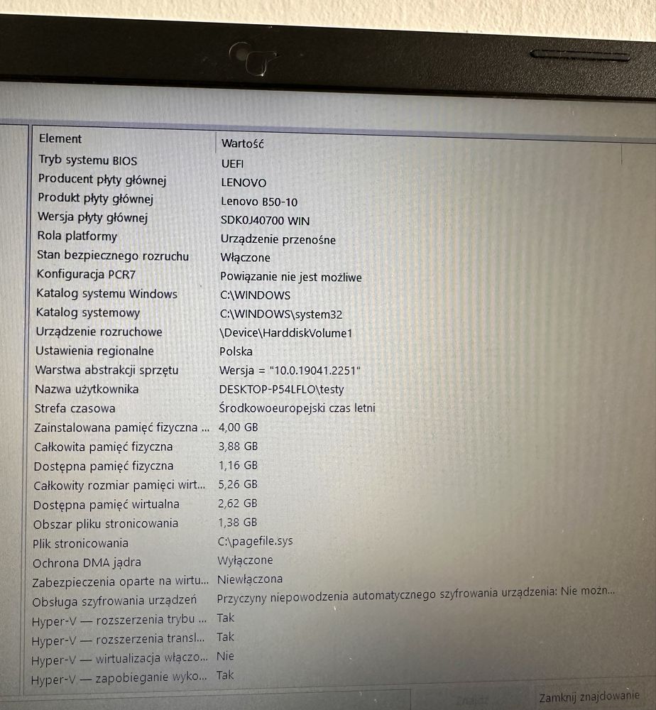 Laptop Lenovo B50-10 – 15,6’ czarny matowy