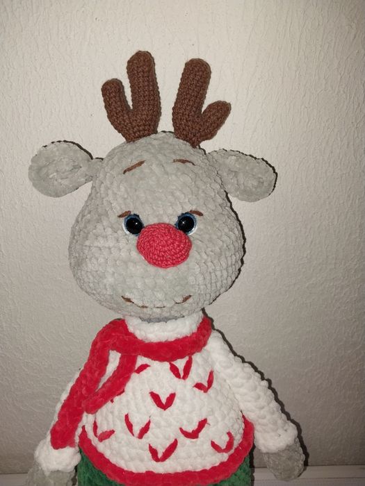 Новорічний олень .іграшка.амігурумі .