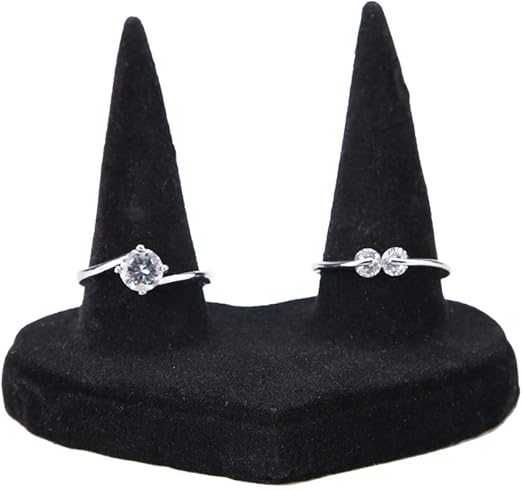 Ekspozytor, stojak podwójny na pierścionki w kształcie serca aksamitny