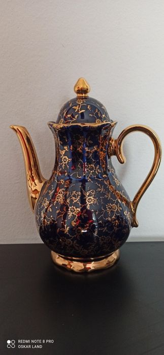 SR. Porcelana Bawaria Kobalt Złocona 22 K Serwis Mokka