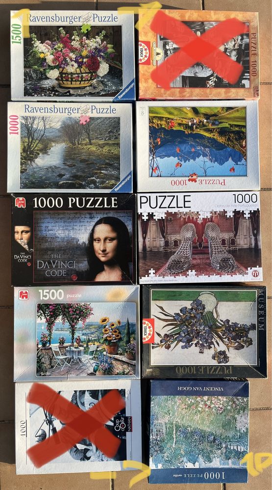 puzzles - mínimo 1000 peças cada