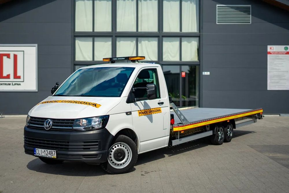 Volkswagen POMOC DROGOWA T6 AUTOLAWETA NOWA ZABUDOWA  FILM Nowa Zabudowa Wyciągarka Oświetlenie Led Obniżana Długie najazdy