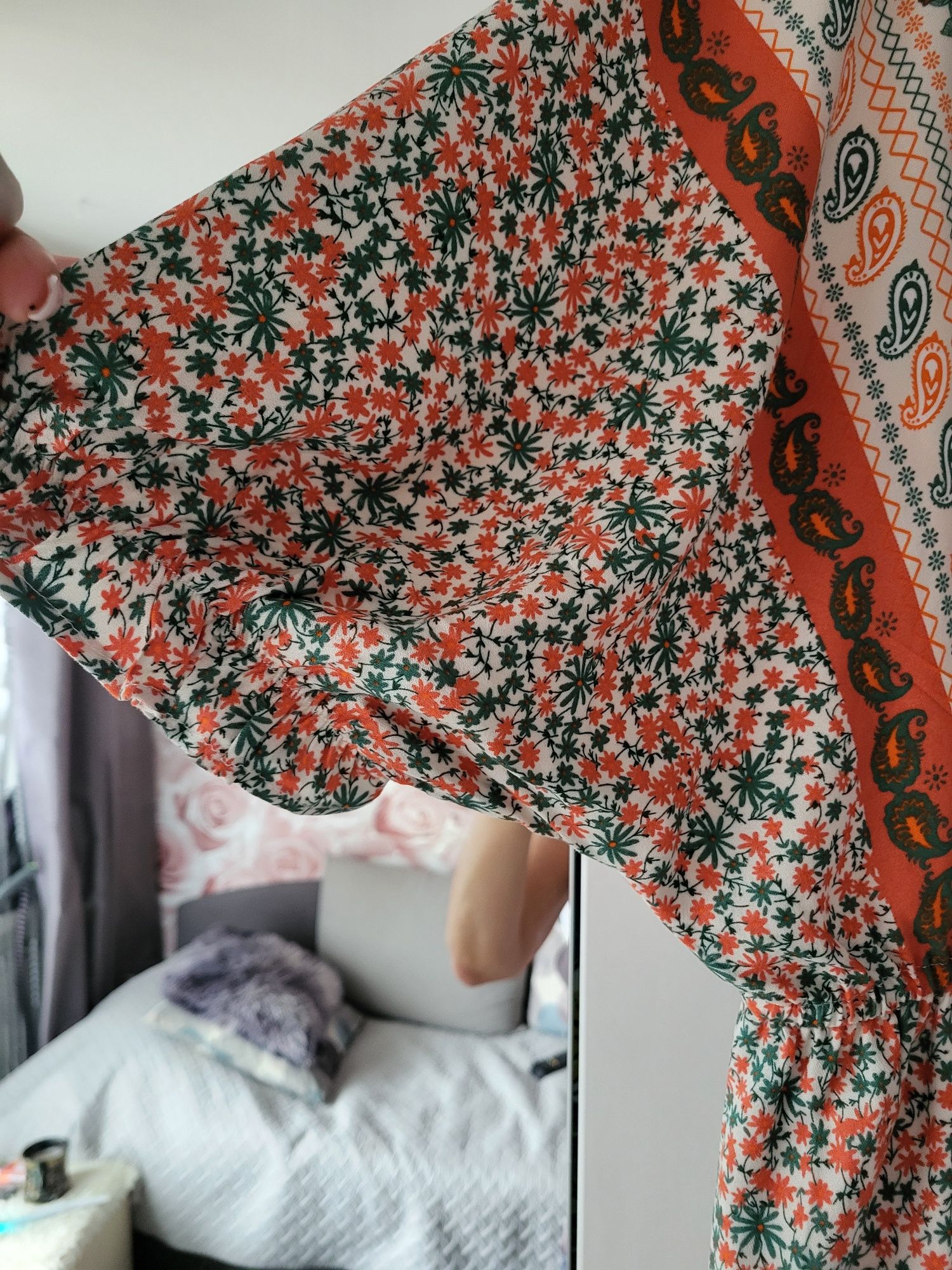 Luźna letnia, asymetryczna sukienka z wiskozy w stylu booho, r.46