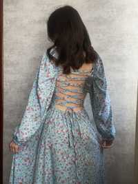 Сукня жіноча міді з відкритою спинкою на завʼязках