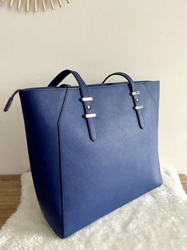 Wittchen skórzana torebka shopper - granatowa shopperka navy