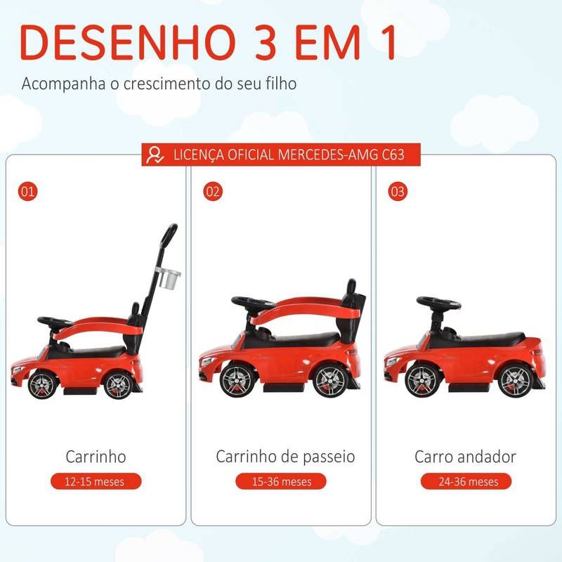 Carro Mercedes AMG andador para bebé / criança