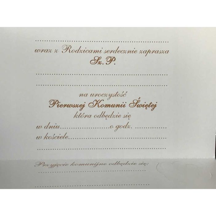 Zaproszenie na I Komunię Świętą eleganckie 10sztuk
