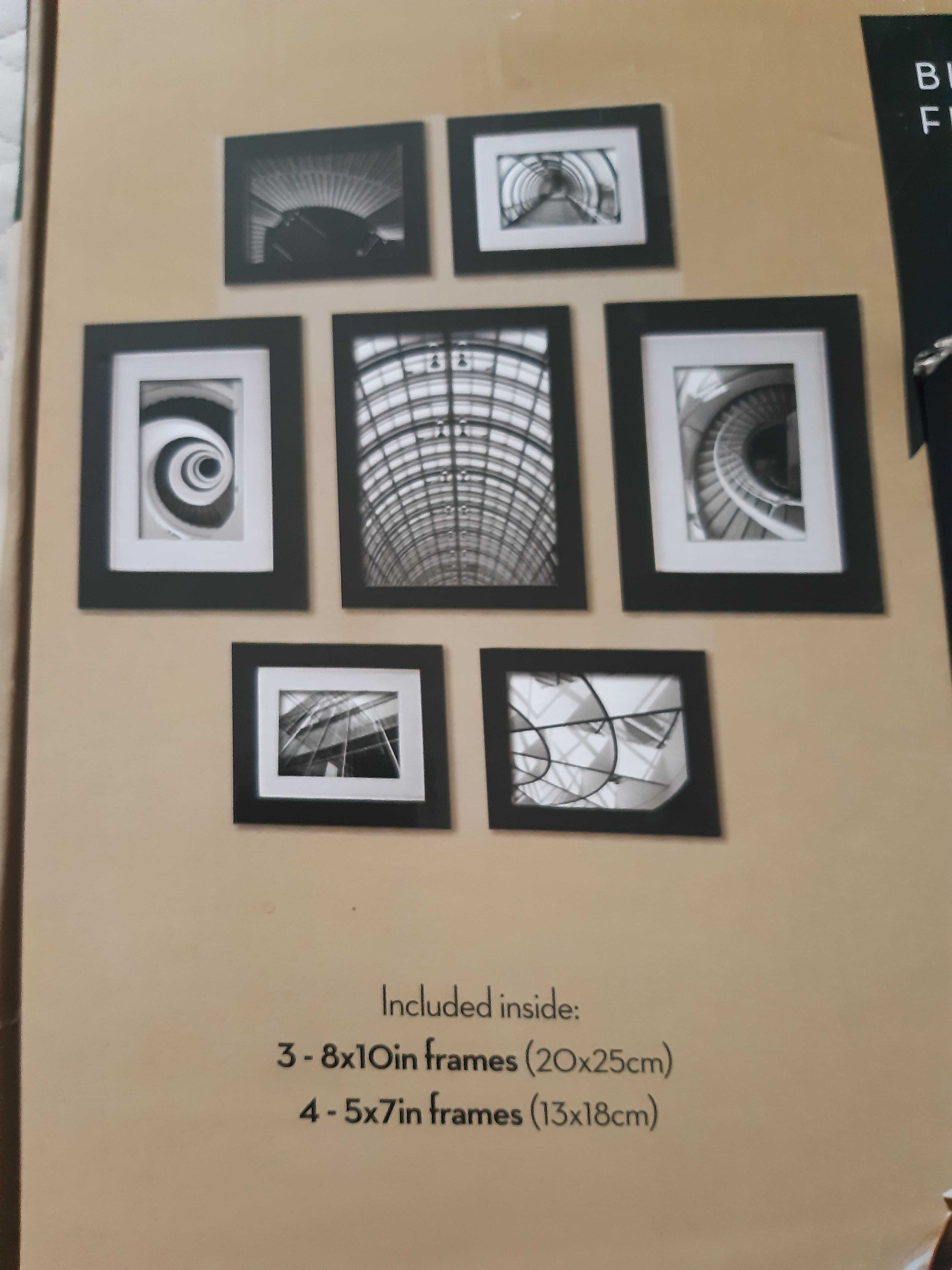 Ramka, ramki na zdjęcia, zestaw 7 ramek czarnych, foto galeria.