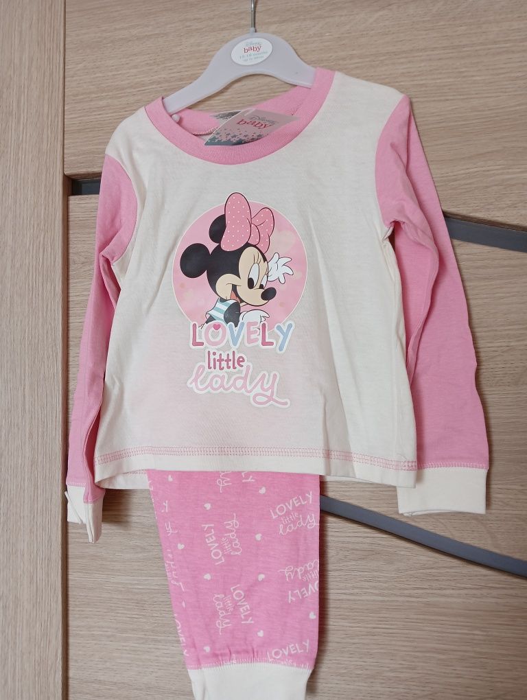 Nowa piżama dla dziewczynki Disney, piżama Minnie, 80-86 cm, 12-18 m-c