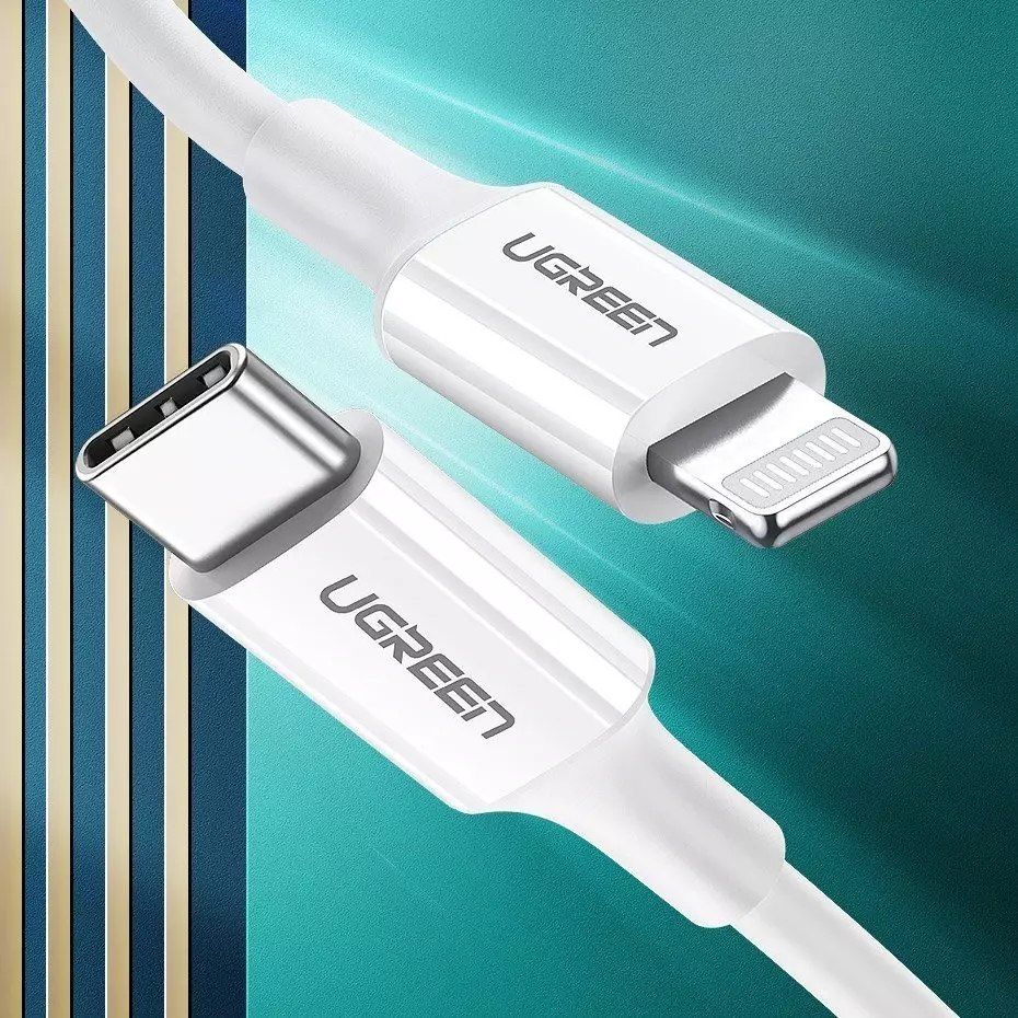 ugreen kabel usb typu c - lightning mfi 1m 3a 18w bílý (10493)