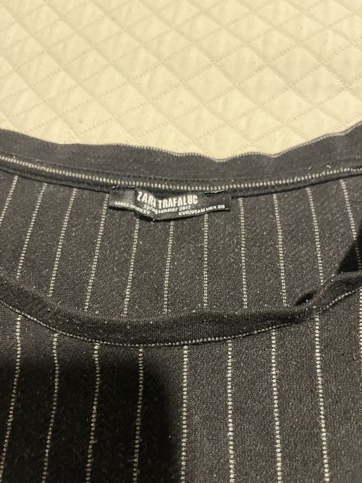 Vestido meia estacao zara cinzento as riscas, tamanho acima do joelho