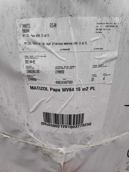 MATIZOL Papa asfaltowa, wierzchniego krycia WV 64, 15 m²