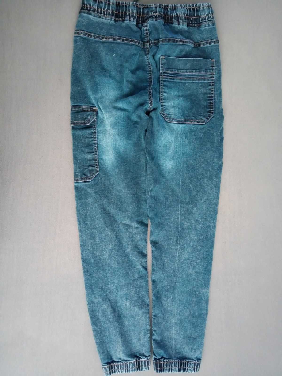 spodnie joggery jeans z koszulą i bluzką w rozm. 164