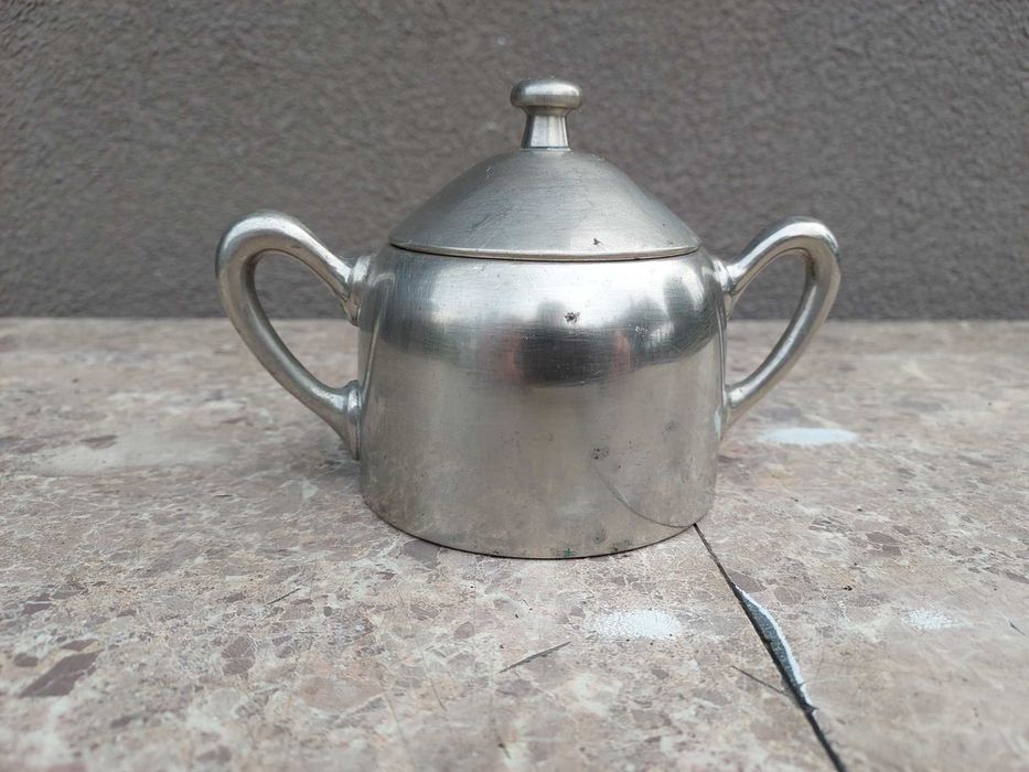 Cukiernica stalowa art deco sygnowana F & W 39 Fleitmann Witte