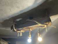 Żyrandol loft deska lina jutowa lampa