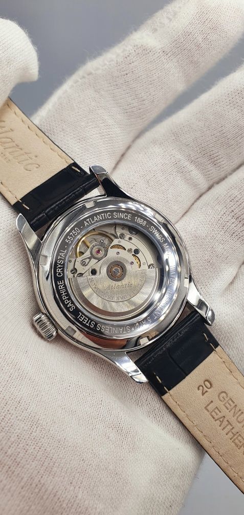 Atlantic Worldmaster Automatic 1888 - szafir, skóra, Swiss Made - NOWY