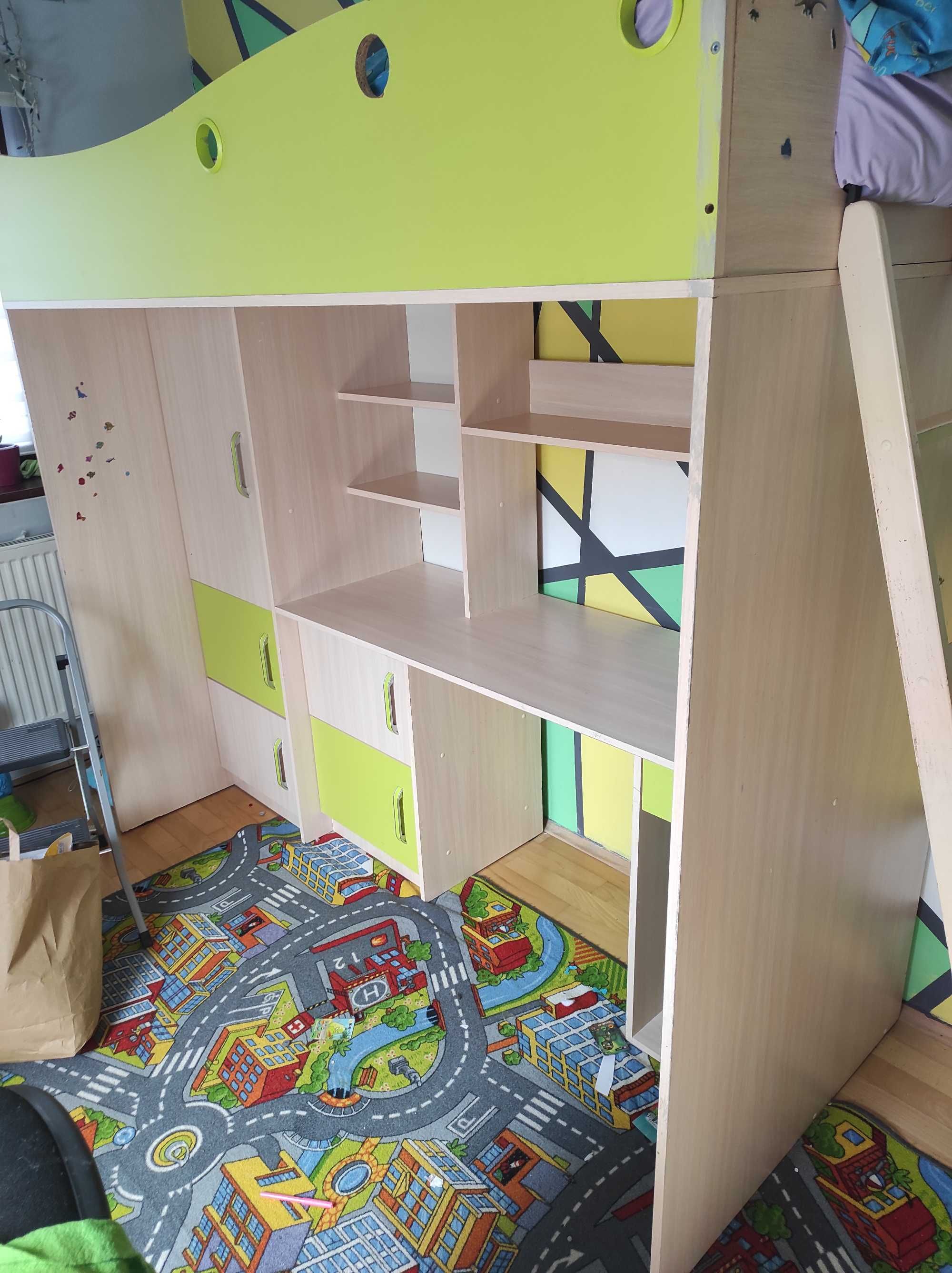 Łóżko piętrowe z biurkiem zestaw mebli dla dzieci antresola