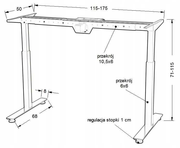 Stelaż elektryczny do biurka, regulacja wysokości, biały kolor