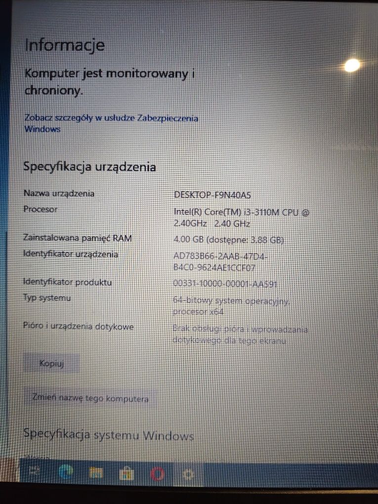 Laptop Toshiba C50 i3 win10 Pro,dysk SSD