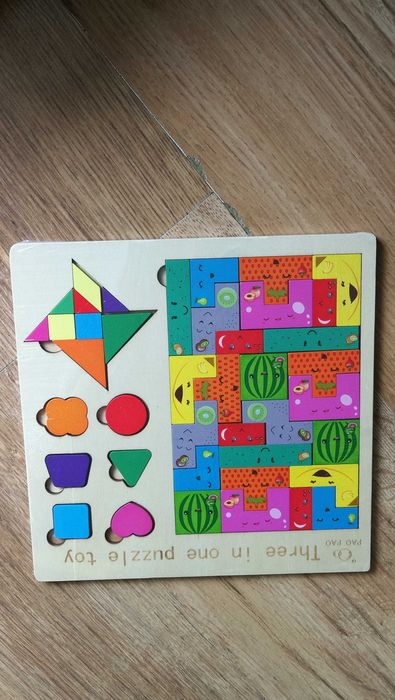 puzzle
3 w 1 Puzzle dziecko drewniane owoce układanki w kszta Tangram