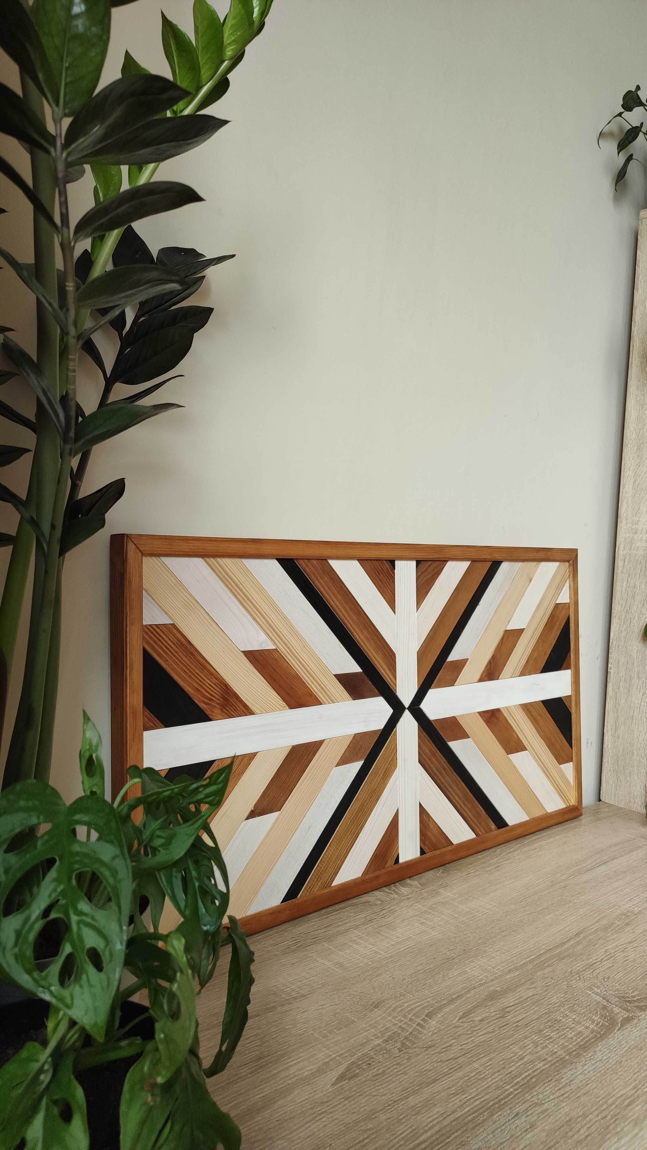 OBRAZ 3D mozaika dekoracja ścienna drewniany obraz Boho do salonu