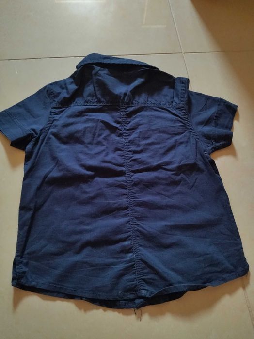 Camisa azul escura com chama -Dopodopo
