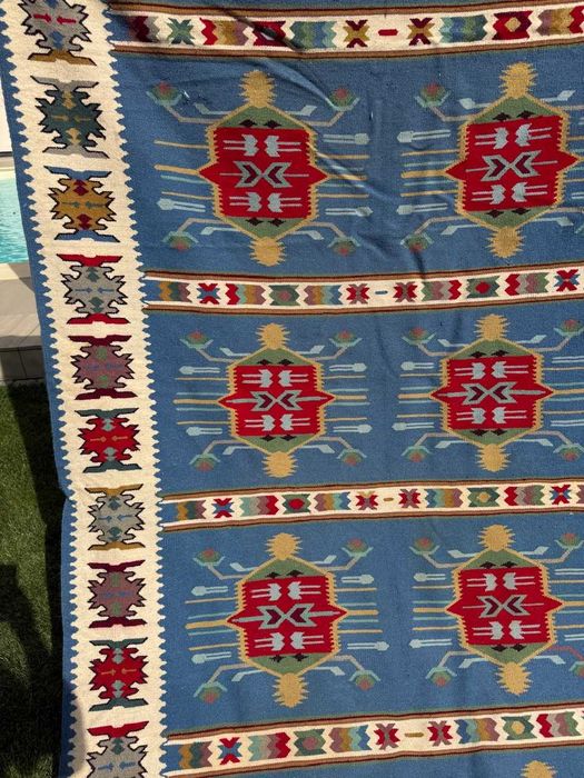 Kilim Wełniany Ręcznie Tkany lub Dywan Narzuta ART DECO 285x150 UNIKAT