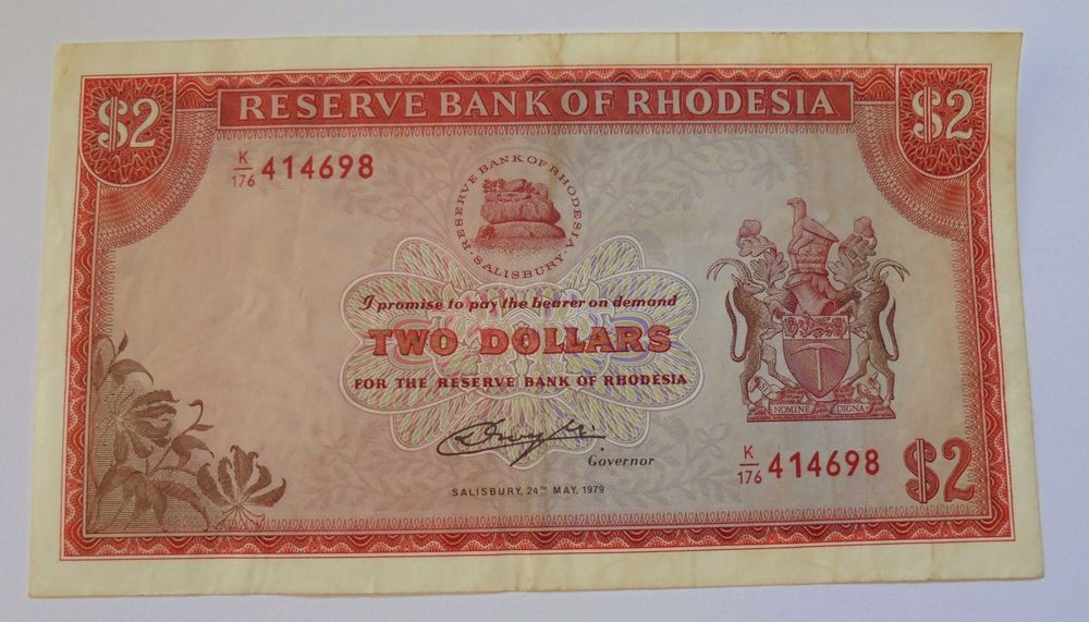 2 Dólares 1979 RODÉSIA MUITO RARA - OPORTUNIDADE