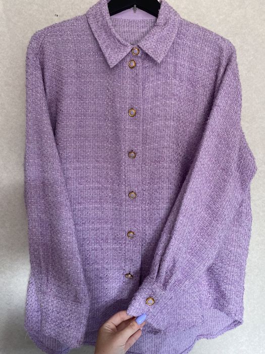 marynarka narzutka żakiet damski liliowy elegancki