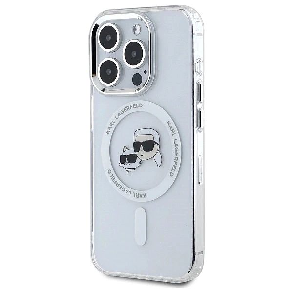 Etui Karl Lagerfeld IML Metal Karl&Choupette Head MagSafe na iPhone 15
