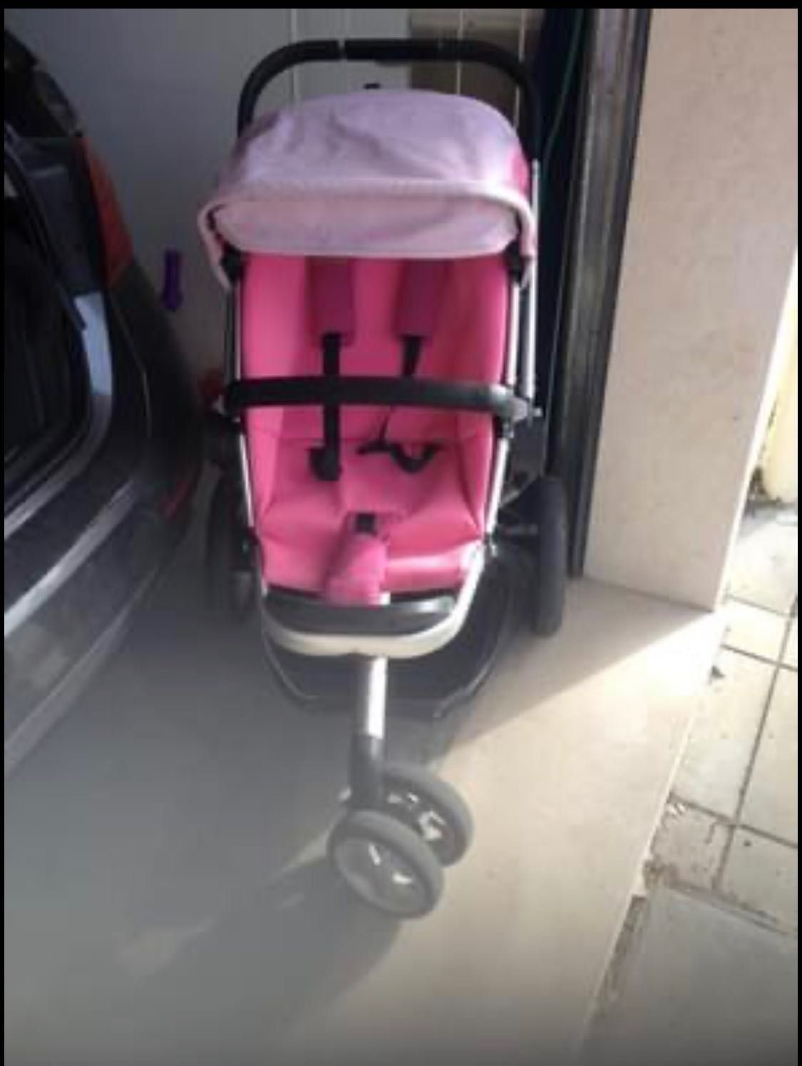 Carrinho de bebé quinny buzz cor de rosa, forra de verão e inverno