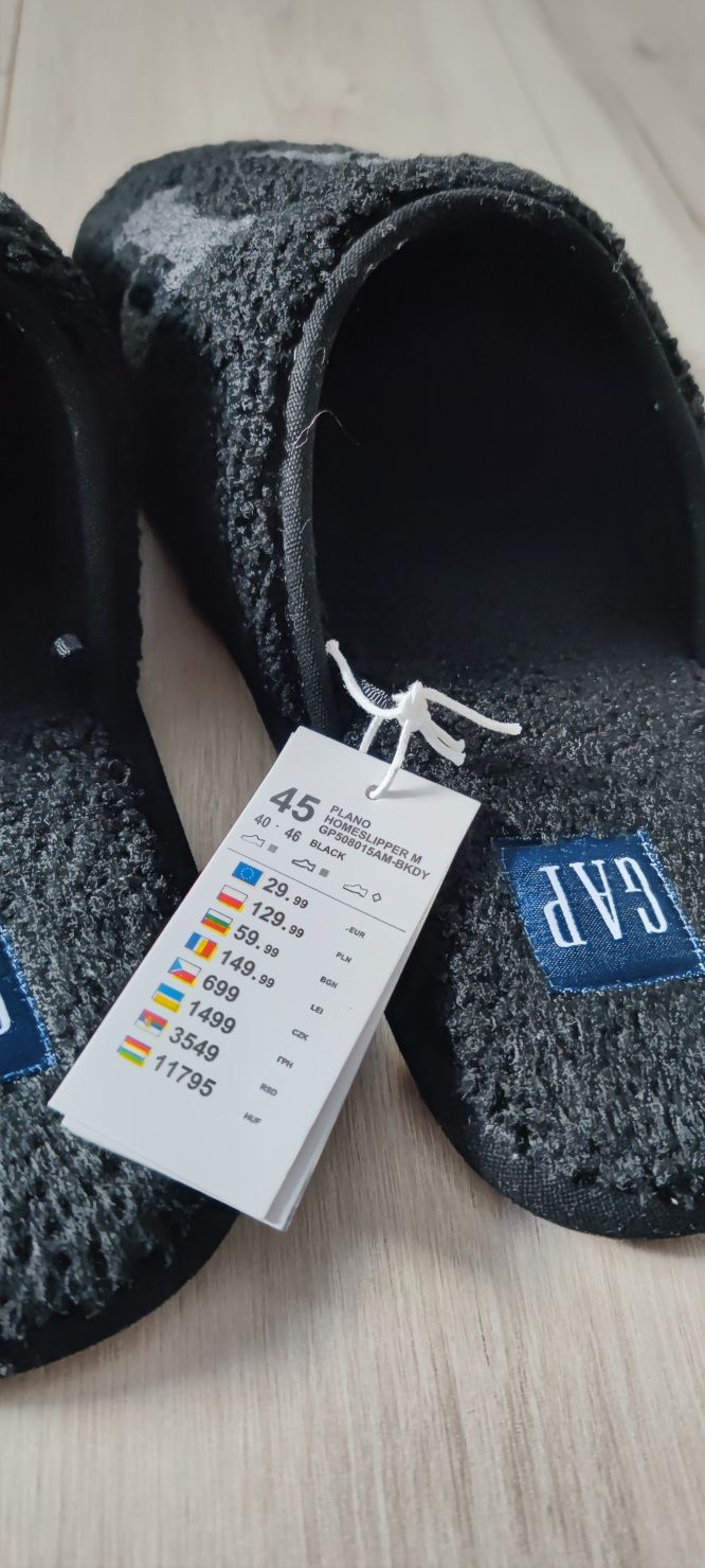 GAP Kapcie Plano 45 nowe czarne ocieplane ciepłe zimowe
