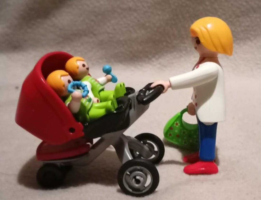Wózek dla bliźniaków 5573 zestaw playmobil mama z dziećmi