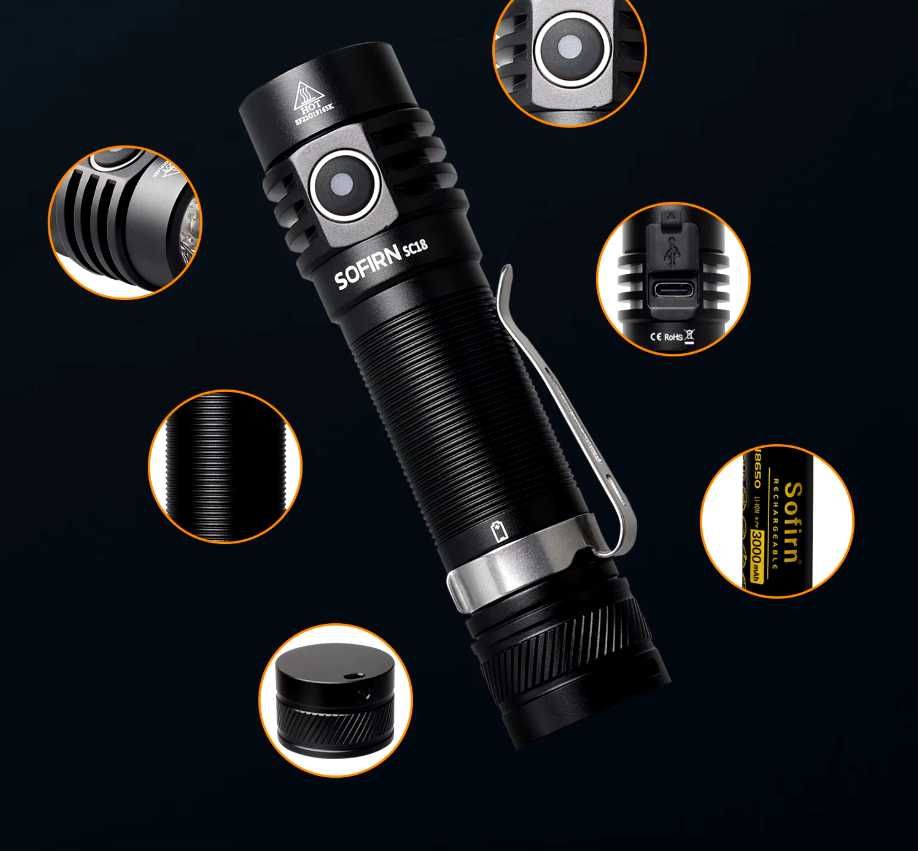 Ліхтар SOFIRN SC18 WURKKOS WK03 black\SST40-1800LM\в комплекті з АКБ